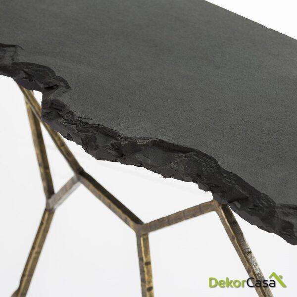 Consola 130X41X77 Piedra Negro/Hierro Forjado Dorado