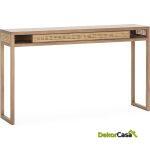 Consola 142X30X84 Madera/Metal/Ratán Arena/Natural