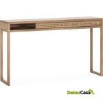 Consola 142X30X84 Madera/Metal/Ratán Arena/Natural