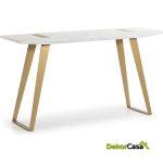 Consola 150X40X80 Madera Balnco/Metal Dorado