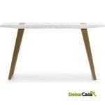 Consola 150X40X80 Madera Balnco/Metal Dorado