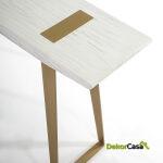 Consola 150X40X80 Madera Balnco/Metal Dorado