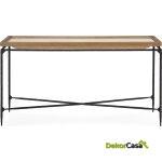 Consola 150X40X85 Madera Natural/P.Piel/Metal Negro