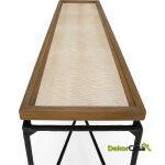 Consola 150X40X85 Madera Natural/P.Piel/Metal Negro