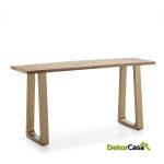 Consola 160X45X82 Madera Natural/Metal Dorado