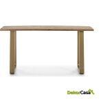 Consola 160X45X82 Madera Natural/Metal Dorado