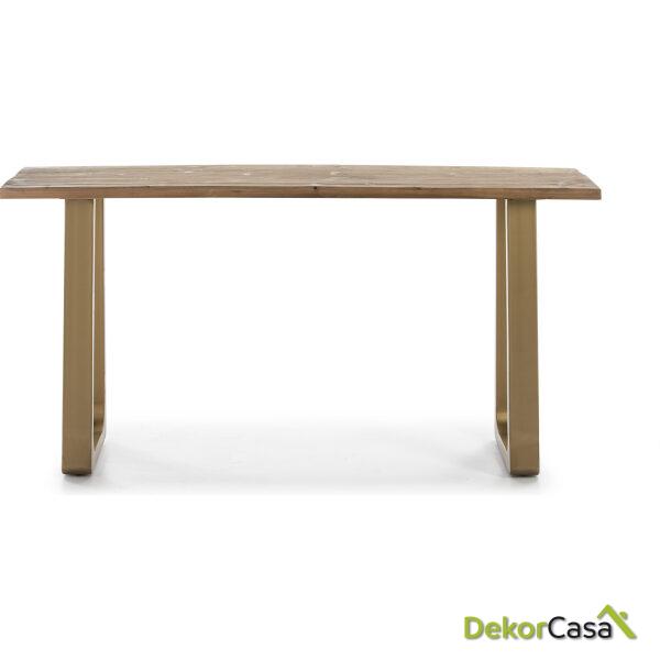 Consola 160X45X82 Madera Natural/Metal Dorado