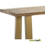 Consola 160X45X82 Madera Natural/Metal Dorado