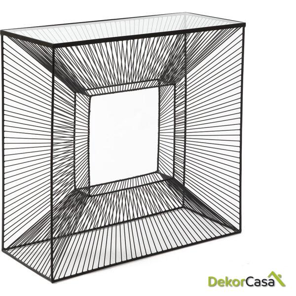 Consola 80X36X81 Cristal/Metal Negro