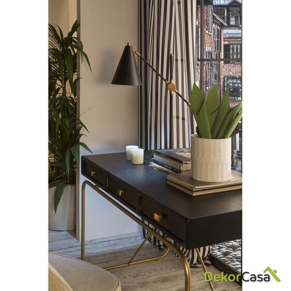 Escritorio 120X60X76 Metal Dorado/Madera Negro