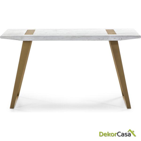 Escritorio 140X60X75 Madera Blanco/Metal Dorado