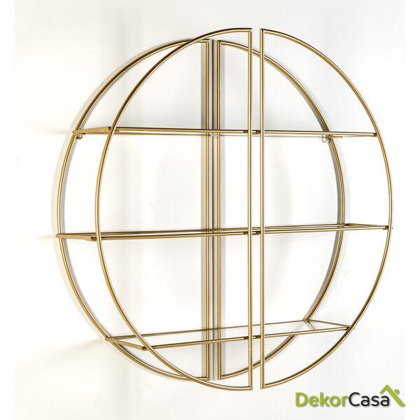 Estanteria 100X23X100 Cristal/Metal Dorado