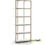 Estanteria 80X38X200 Madera Blanco/Metal Dorado