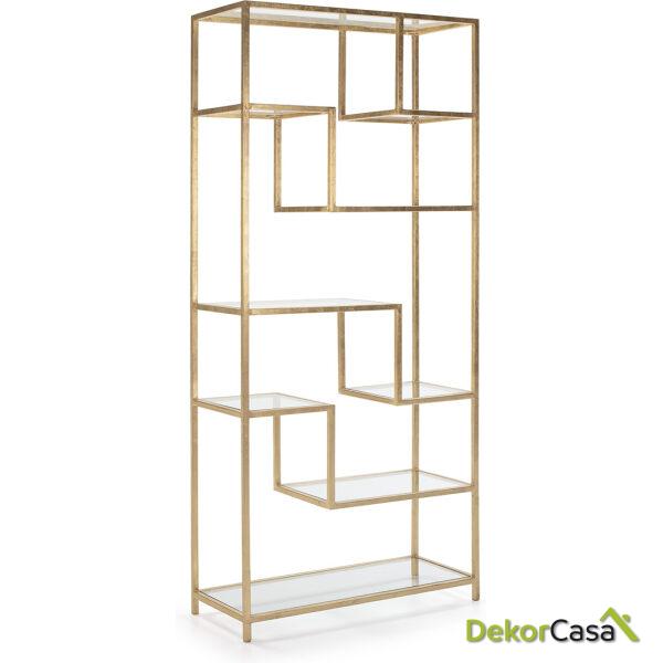 Estantería 91X38X203 Cristal/Metal Dorado