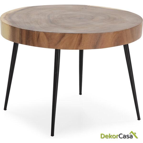 Mesa Auxiliar 65X65X45 Madera De Suar/Metal Natural/Negro