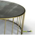 Mesa Auxiliar 76X76X40 Espejo Envejecido/Metal Dorado