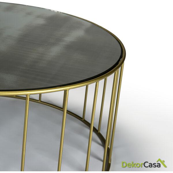 Mesa Auxiliar 76X76X40 Espejo Envejecido/Metal Dorado