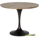 Mesa Comedor 100X100X75 Madera De Olmo/Metal Natural/Negro