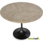 Mesa Comedor 100X100X75 Madera De Olmo/Metal Natural/Negro