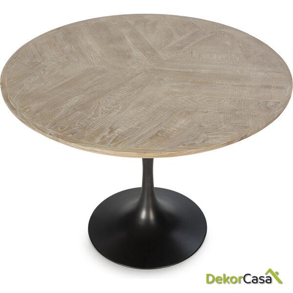 Mesa Comedor 100X100X75 Madera De Olmo/Metal Natural/Negro