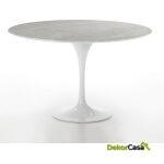 Mesa Comedor 120X120X73 Mármol/Fibra De Vidrio Blanco