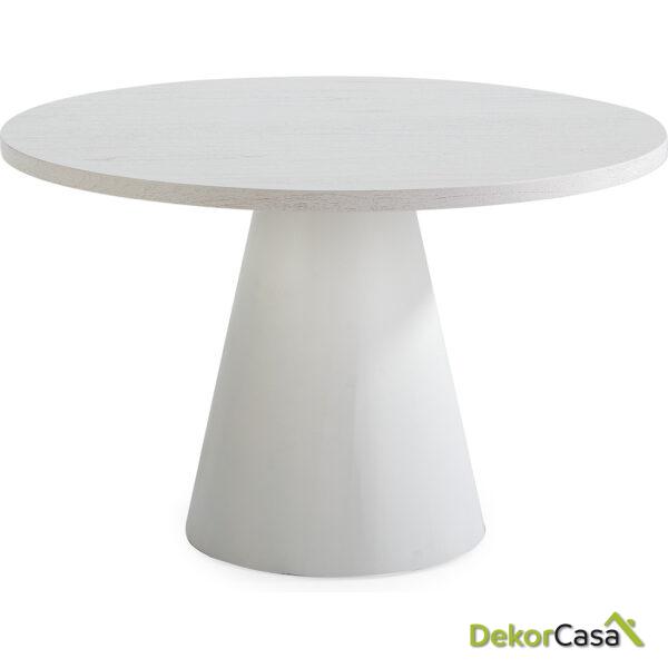 Mesa Comedor 120X120X75 Madera De Cedro/Metal Blanco