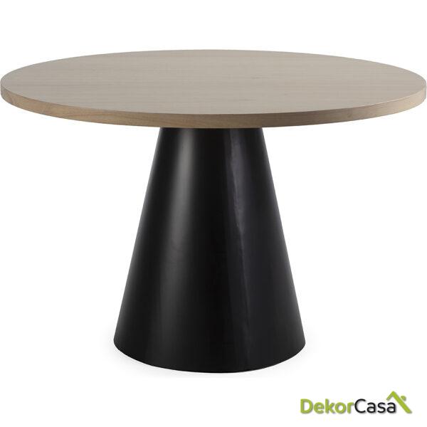 Mesa Comedor 120X120X75 Madera De Cedro/Metal Natural/Negro