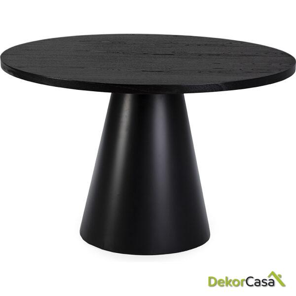 Mesa Comedor 120X120X75 Madera De Cedro/Metal Negro