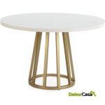 Mesa Comedor 120X120X75 Madera Mindi/Metal Blanco/Dorado