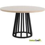 Mesa Comedor 120X120X75 Madera Mindi/Metal Natural/Negro