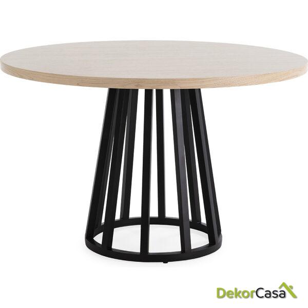 Mesa Comedor 120X120X75 Madera Mindi/Metal Natural/Negro