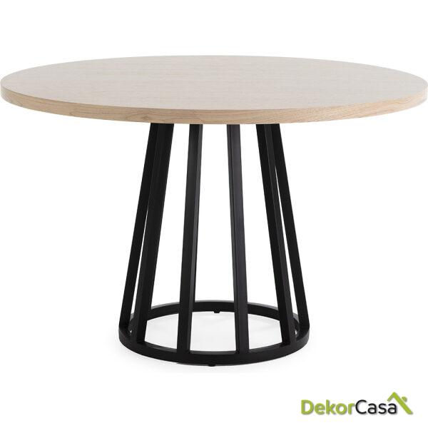 Mesa Comedor 120X120X75 Madera Mindi/Metal Natural/Negro