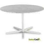 Mesa Comedor 125X125X75 Mármol Blanco/Metal Blanco