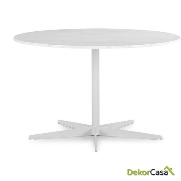 Mesa Comedor 125X125X75 Mármol Blanco/Metal Blanco