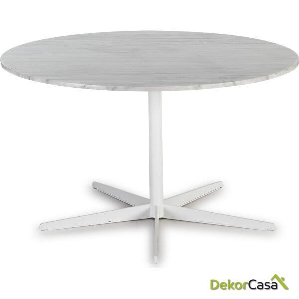 Mesa Comedor 125X125X75 Mármol Blanco/Metal Blanco