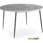 Mesa Comedor 125X125X75 Mármol Gris/Metal Negro