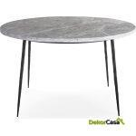 Mesa Comedor 125X125X75 Mármol Gris/Metal Negro