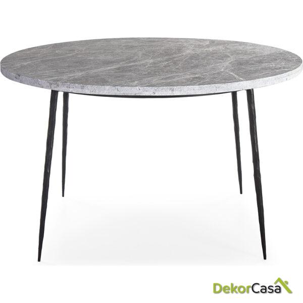 Mesa Comedor 125X125X75 Mármol Gris/Metal Negro