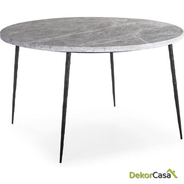 Mesa Comedor 125X125X75 Mármol Gris/Metal Negro