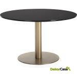 Mesa Comedor 125X125X75 Mármol Negro Mate/Metal Dorado