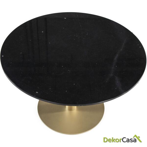 Mesa Comedor 125X125X75 Mármol Negro Mate/Metal Dorado