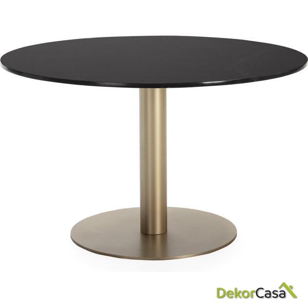 Mesa Comedor 125X125X75 Mármol Negro Mate/Metal Dorado