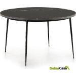 Mesa Comedor 125X125X75 Mármol Negro Mate/Metal Negro