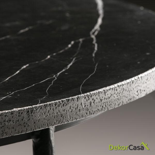 Mesa Comedor 125X125X75 Mármol Negro Mate/Metal Negro