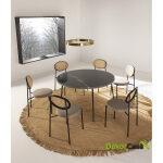 Mesa Comedor 125X125X75 Mármol Negro Mate/Metal Negro