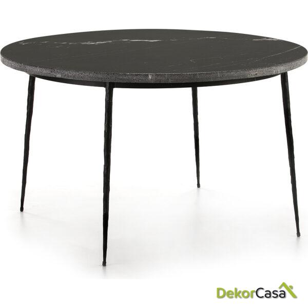 Mesa Comedor 125X125X75 Mármol Negro Mate/Metal Negro