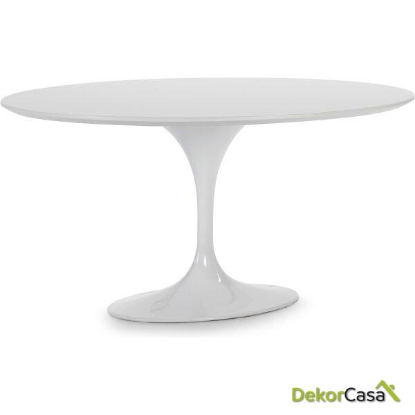 Mesa Comedor 150X120X75 Dm Blanco/Aluminio Blanco