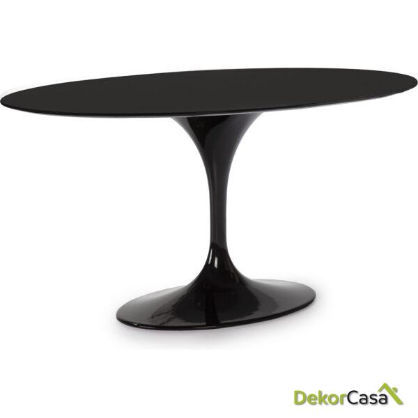 Mesa Comedor 150X120X75 Dm Negro/Aluminio Negro