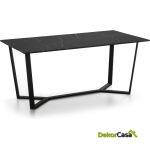 Mesa Comedor 180X90X75 Metal Negro/Mármol Negro Cantos Mordidos