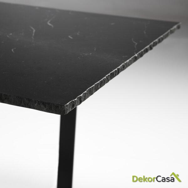 Mesa Comedor 180X90X75 Metal Negro/Mármol Negro Cantos Mordidos